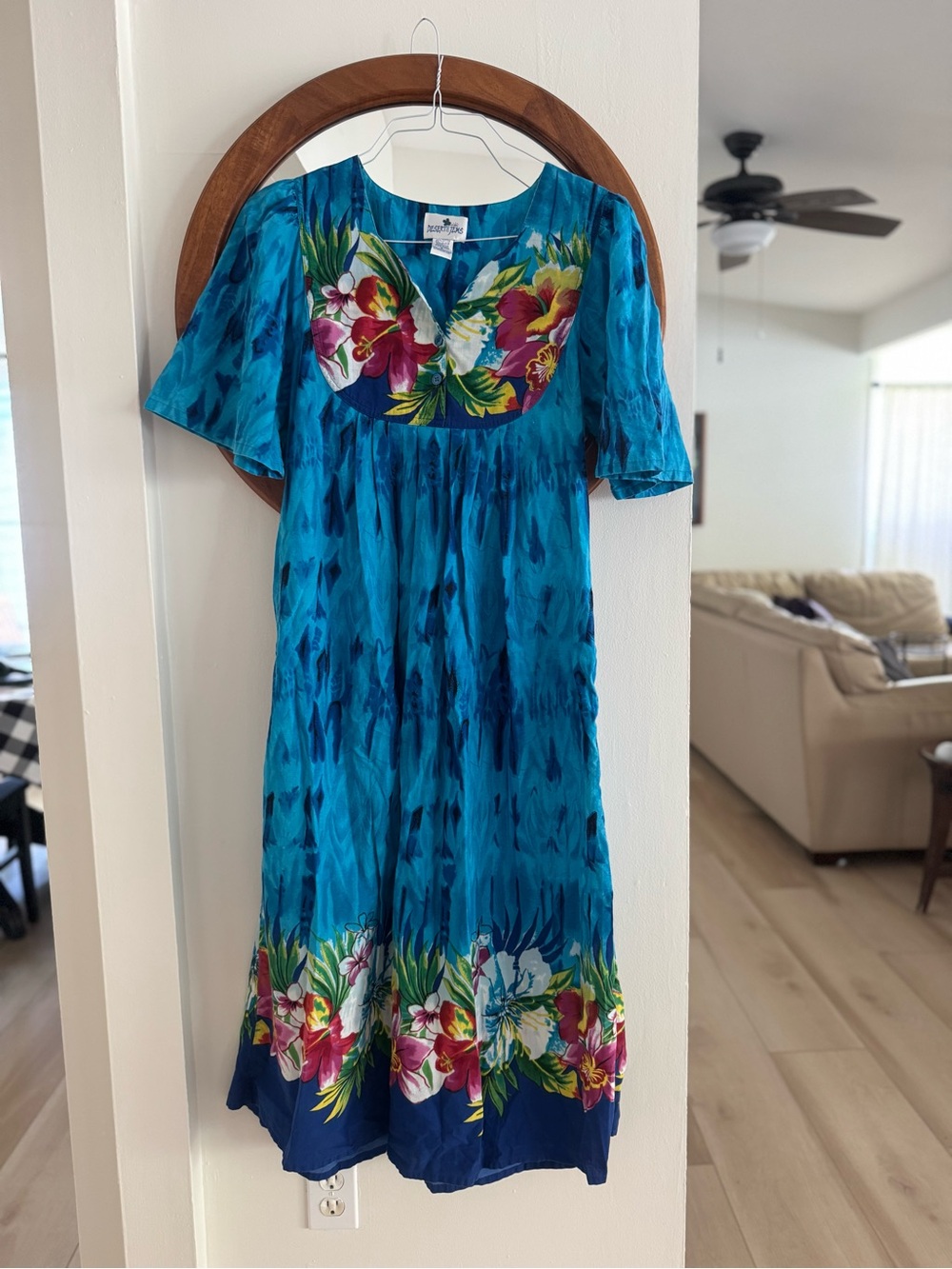 Vintage Teal Floral Mumuu